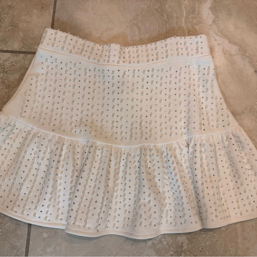 Queen of Sparkles White Ruffle Hem Skirt